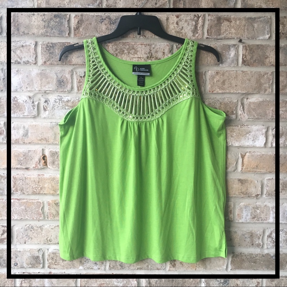 SPRING GREEN TANK TOP WITH SPARKLE EMBELLISHMENTS